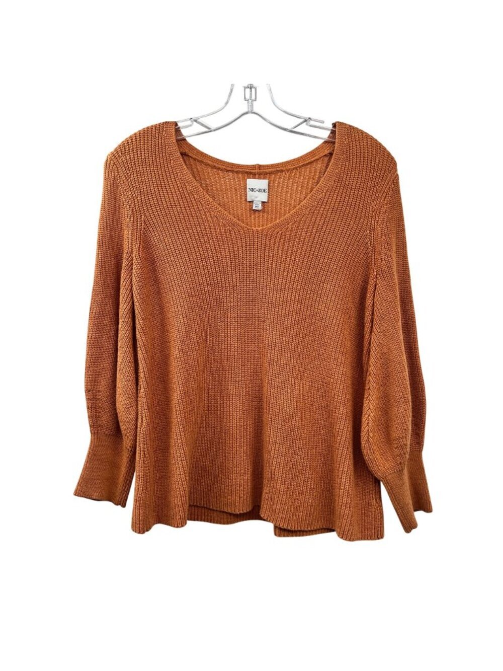 Nic+Zoe Womens Knit Pullover Sweater Coral Orange Size PS